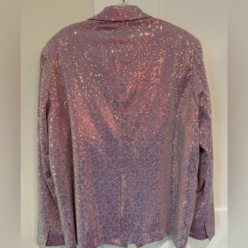 Rotate Birger Christensen Sequin Oversized Blazer in Sachet Pink NWT's Sz US 14 - Picture 15 of 15